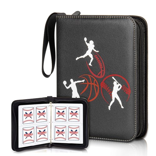CLOVERCAT 4 Pocket Sports Card Binder Parent (4 Pocket, 400 Cards, Multi Sports, Brown)
