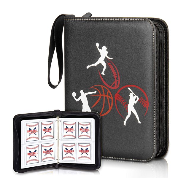 CLOVERCAT 4 Pocket Sports Card Binder Parent (4 Pocket, 400 Cards, Multi Sports, Brown)