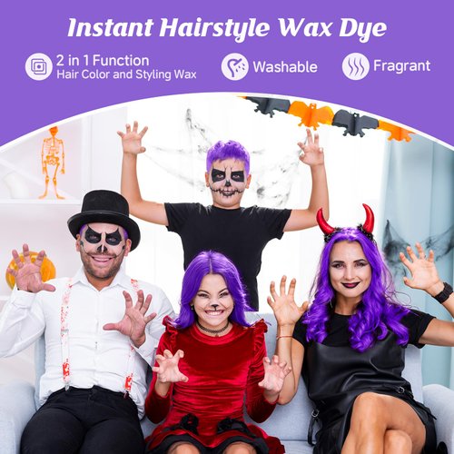 Purple Temporary Hair Color Wax for Teenagers,Crazy Hair Day Accessories, Gifts for Kids,Instant Hair Dye Color Wax for Party, Cosplay, Halloween, Christmas,Washable Crazy Hair Style