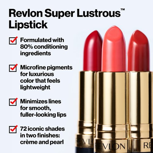 Revlon Super Lustrous Lipstick, High Impact Lipcolor with Moisturizing Creamy Formula, Infused with Vitamin E and Avocado Oil in Berries, Iced Amethyst (625) 0.15 oz