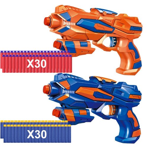 POKONBOY 2 Pack Blaster Guns Toy Guns for Boys with 60 Pack Refill Soft Foam Darts for Kids Birthday Gifts Party Supplies Hand Gun Toys for 6+ Year Old Boys