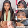 daparo Straight Lace Front Wigs Human Hair Pre Plucked 13x4 HD Transparent Lace Frontal Wigs Human Hair with Baby Hair 180% Density Glueless Human Hair Wigs for Women Natural Black 30inch