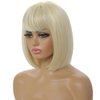 MINLEE Blonde Bob Wig With Bangs for Women 12 Inch Straight Bob Wig Blonde Wigs Synthetic Heat Resistant Colorful Wig for Cosplay Party Use