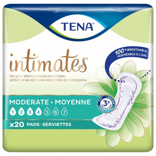 TENA Incontinence Pads, Bladder Control & Postpartum for Women, Moderate Absorbency, Regular Length, Sensitive Care - 20 Count
