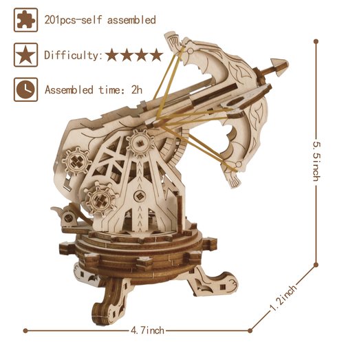 Suerte 3D Wooden Puzzle for Adults Ballista Building Model Kits Crossbows 3-d DIY Ballista Assembling Catapult Toy Gifts for Man Boys