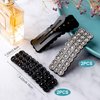 HINZIC 4Pcs Rhinestone Snap Hair Clips Shining Crystal Clips Rectangular Hairpins Korean Barrettes Hair Accessories for Party Wedding Daily Girls Hair Decorative Black+Sliver
