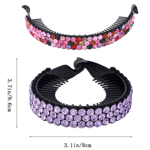 Rhinestone Hair Clip for Women - 5Pack Half-balloon Nest Expanding Hairpin Girls Hair Claws Hair Bun Holders Accessories (mixed 5 color-2)