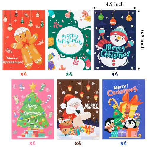 MALLMALL6 24Pcs Christmas Coloring Books Including Santa Claus Elk Ginger Man Mistletoe Elf Sleigh Merry Christmas Birthday Party Favors Gifts Xmas Home School Activity Supplies for Kids Boys Girls