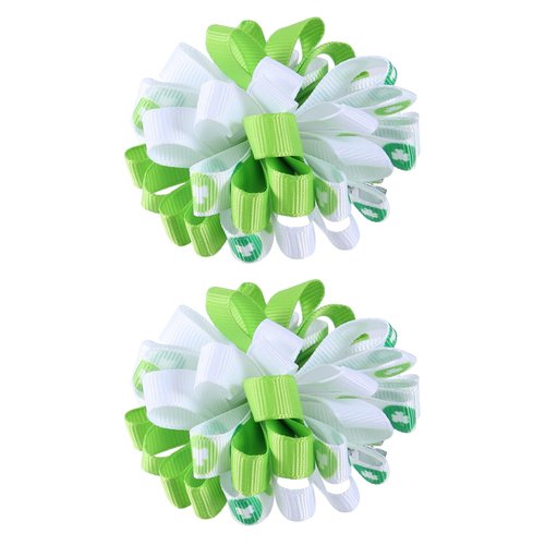 SUPCLIPS Irish Green Bow Hair Clips St. Patrick&#39;s Day Hairpins Boutique Ribbon Hair Accessories f...
