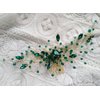BERYUAN Women Bridal Teardrop Emerald Green Crystal Hair Comb Wedding Hair Accessory Rhinestone Hair Piece Party Headress for Bride Bridesmaid