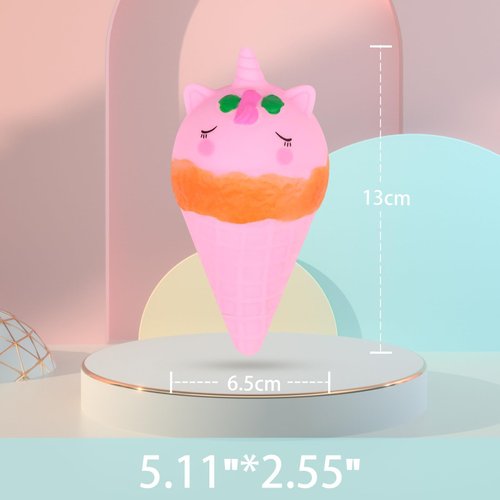 Anboor 2 PCS Ice Cream Squishies Toy, Simulation Unicorn Ice Cream Food Squeeze Toy, Stretchy Sensory Toy for Girls and Boys Birthday (Blue & Pink)