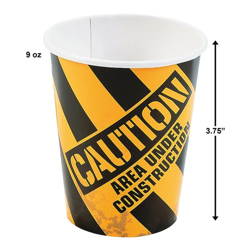 Fun Express - Construction Zone 9oz Cups for Birthday - Party Supplies - Print Tableware - Print Cups - Birthday - 8 Pieces