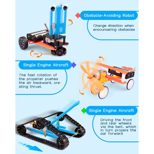 6-in-1 STEM Kit for Kids Ages 6-12, STEM Toys for Boys Ages 8-12, Robot Building Kit & Car Crafts for Kids, Science Activities Robotics Kits for 6 7 8 9 10 12 Year Old Boys Girl Birthday Gifts