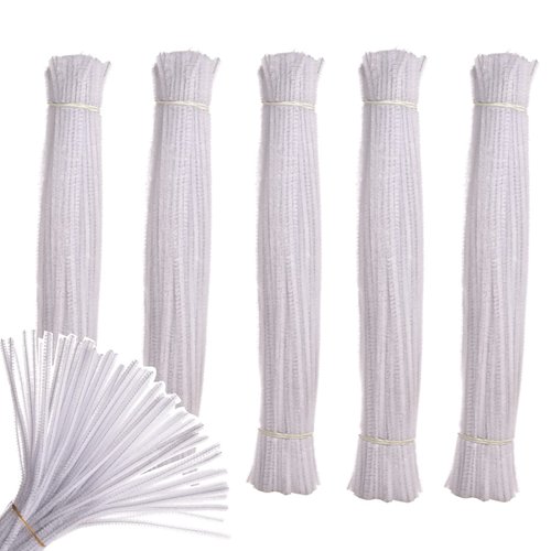 AGOOBO 500 Pcs White Pipe Cleaners,12 inch Chenille Stems White Fuzzy Sticks for DIY Art Creative Crafts Decorations