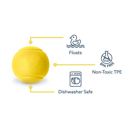 K9 Ballistics K9 Play Chew Ball Dog Toy - Bright Yellow