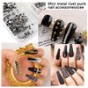 SILPECWEE 2 Boxes Punk Cone Spike Nail Studs 3D Goth Nail Charms Jewels Gold Silver Black Alloy Nail Rivets Beads Tiny Stick Nail Art Decoration for Nails Crafts Supplies