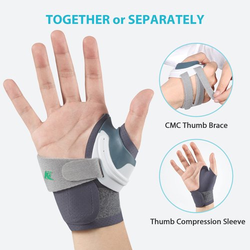 KD Thumb Brace: CMC Thumb Brace for Osteoarthritis CMC Joint Arthritis Pain, Thumb Splint Stabilizer with Thumb Sleeve, Flexible (Medium, Right Hand)