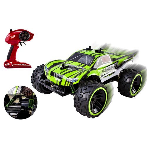 Speed Muscle Remote Control RC Buggy 2.4Ghz 1:16 Scale Truggy Ready to Run w/ Suspension Toy (Green Color)
