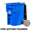 Set of 4 Mini Trash & Recycling Cans with Lid & Wheels for Wrestling Action Figures