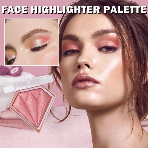 IONSGAKO White Highlighter Makeup Palette Face Highlighter Powder Iluminadores De Maquillaje Narutal Shimmer Glitter Highlighter Blush Powder Makeup Palette-05 Mermaid Color