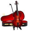 Dselvgvu Wooden Miniature Double Bass with Stand,Bow and Case Mini Contrabass Replica Mini Musical Instrument Collectible Miniature Dollhouse Model Home Decoration (5.71"x2.17"x1.38")