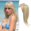 PANEWAY Hair Topper with Bangs Hair Clip 360°Cover Clip in Bangs Hair Toppers for Women Champagne Blonde Air Bangs Hairpieces for Women Fake Bangs for Daily Wear