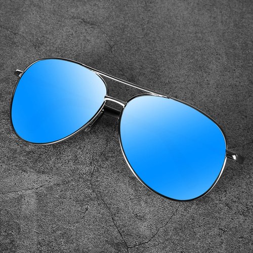 mxnx Aviator Sunglasses for Men Polarized Women UV Protection Lightweight Driving Fishing Sports Mens Sunglasses MX208-(Silver Frame/Blue Lens)