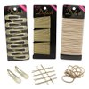 Dofash 3Cards Women's Hair Styling Set - Bobby Pins Hair Pins 60pcs+Hyper Elastics Hiar Ties 30pcs+Snap Hair Clips for Thick Hair 12pcs (Blonde)