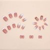 24Pcs French Tip Press on Nails Short Square Nude Pink Fake Nails Hexagon Nail Glitter Design Heart Rhinestones False Nail Full Cover Artificial Glue on Nails for Women Girls Acrylic Nails Decorations