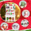 BEIREG Dollhouse Miniatures Accessories 1/12 Scale, 34pcs White Wooden Bookshelf Furniture Kit - Mini Books&Gift Boxes, Candy Jars, Christmas Tree&hat, Dollhouse Christmas Decorations for Kids
