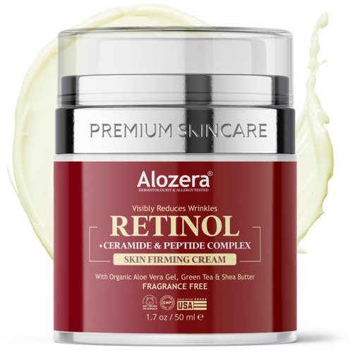 Alozera Retinol Night Cream for Face - Skin Tightening &amp; Firming, Reduces &amp; Repairs Wrinkles, Imp...