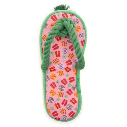 The Worthy Dog Flip Flop Tough Dog Toy - Durable, Chomp-Resistant, with Multiple Squeakers - Safe, Non-Toxic Material - for Indoor & Outdoor Play