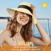 Lansigreen Sun Hat with Hair Extensions Hat Wig UPF 50+ Foldable Wide Brim Straw Beach Hat Attached 9" Wavy Hairpiece Synthetic for Women Summer Ash Blonde Mix Bleach Blonde