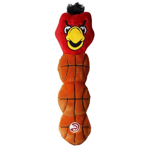 NBA Atlanta Hawks Long Dog Toy. - Plush Pet Toy with 4 Inner Squeakers & Cute Mascot Cartoon. 18" Long!