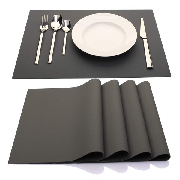 IYYI Silicone Placemats, Placemats for Kids, Placemats Set of 4 Waterproof Heat Resistant Non-Slip Kitchen Table Mats for Dining Table, Easy to Clean (Dark Gray01)