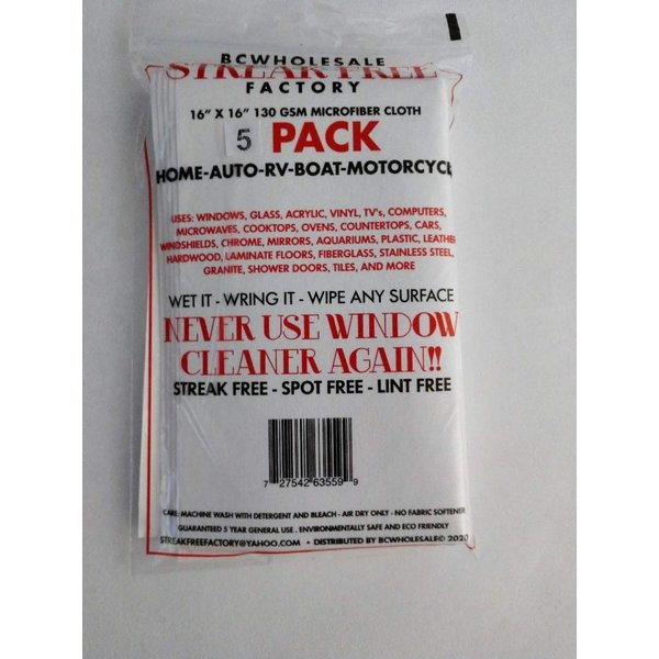 Streak Free Factory Microfiber Cleaning Cloth 16 x 16 inch White (6)