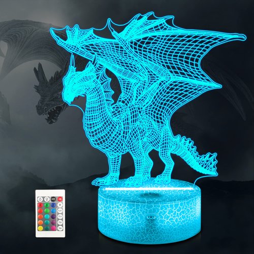 Ammonite Dragon Lamp for Kids, 3D Dragon Night Light Toy,16 Colors with Remote Control Kids Room Decor As a Christmas Birthday Gifts for Boys Girls