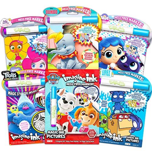 Imagine Ink Coloring Book Set for Girls (Bundle Includes 6 No Mess Books and Stickers Featuring T...