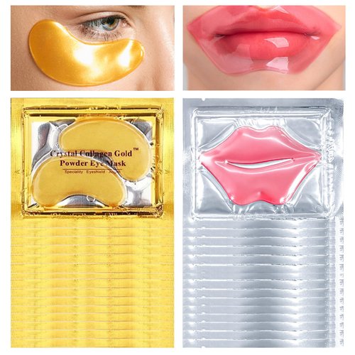PERVALA 30PCS Lip Mask & Under Eye Mask, 24K Under Eye Patches for Puffy Eyes, Pink Lip Masks Skincare, Effectively Moisturizing the Lip & Eye Skin, Reducing Fine Lines & Dark Circle