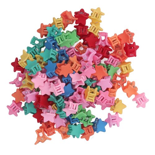 Sonew 100pcs Mini Hair Claw Clips, Assorted Color Cute Star Hair Barrettes for Fine Hair Small Hair Accessories for Girls Kids