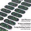 LIFOOST Semi Cured Gel Nail Stickers Black Green Sparkly Sequins Adhesive Nail Polish Strips for Women Manicure