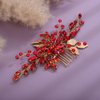 Rumtock Boho Red Leaves Gold Hair Comb for Women Girls Wedding Bridal Special Occasion Hair Jewelry Handmade Headpiece (Red)