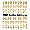 30Pcs Gold Bow Nail Charms Cute 3D Bow Alloy Nail Art Charms Kawaii Long Ribbon Bowknot Nail Designs Accessories Y2K Gold Big Bow Nail Decoration Supplies for Women Girls Nail Art