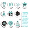 Happy 19th Birthday Party Hanging Swirls Streams Ceiling Decorations, Celebration 19 Foil Hanging Swirls with Cutouts for 19 Years Teal Silver Black Blue Birthday Party Decorations Supplies