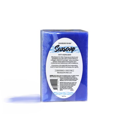 BLACKBEARD for Men - Seasoap Anti-Aging Bar Soap, Mens Natural Face and Body Cleansing Soap, Hydrating Luxury Bar Soap with Collagen, Kelp and Vitamin E, Mens Soap Bar, Skin Protection Soap, 1 Pack