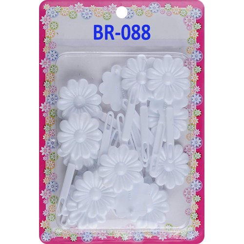 Tara Girls Self Hinge Plastic Flower Hair Barrettes 18 Pieces Selection (White)