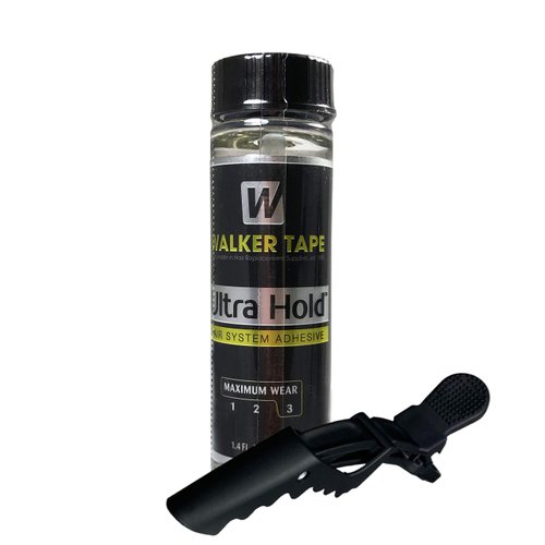 Ultra Hold Hair System Adhesive 1.4oz w/Hair Clip Bundle Saver Pack | Waterproof Invisible Long-Lasting | Front Bonding Toupees Weave Wig Extensions Active Lace Glue | Super Bold Hold Lace Adhesive