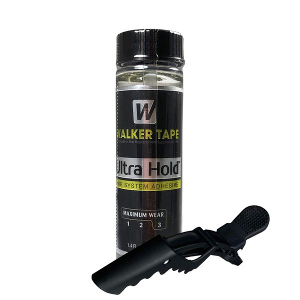 Ultra Hold Hair System Adhesive 1.4oz w/Hair Clip Bundle Saver Pack | Waterproof Invisible Long-Lasting | Front Bonding Toupees Weave Wig Extensions Active Lace Glue | Super Bold Hold Lace Adhesive