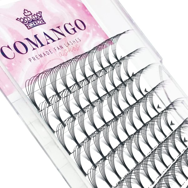 CoMango Premade Fans Eyelash Extensions 5D-C-0.07-9mm Premade Volume Lash, Short Stem Eyelash Extensions Pre Made Fanned Russian Volume Lash Extensions Mix Tray