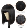 Adette Human Hair Bob Wig, Brazilian Straight Human Hair Wigs With Bangs, 150% Density None Lace Front Wigs Glueless Machine Made Wigs For black Women (10", #Natural Black)